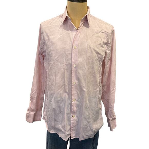 BANANA REPUBLIC Pink Slim Fit Button Down Shirt 16 - 16 1/2 L - Picture 1 of 10